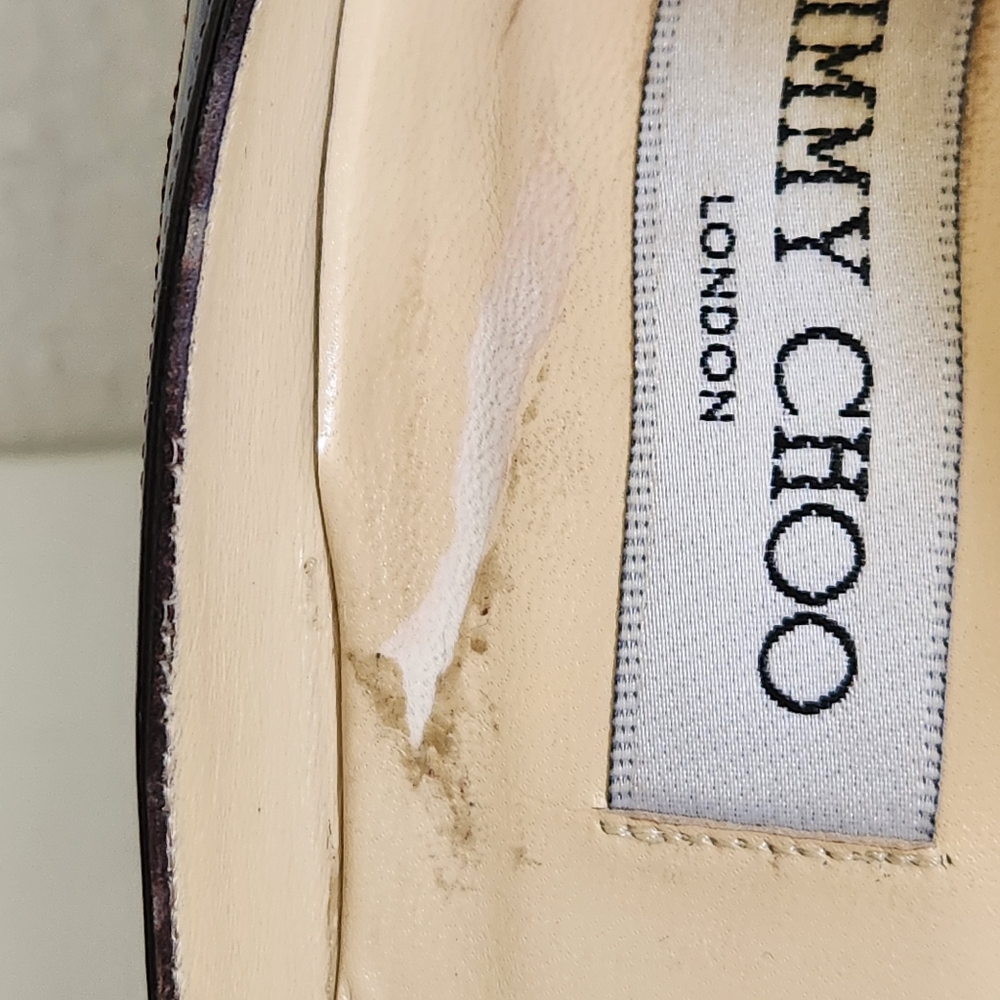 Jimmy Choo Brown Suede and Patent Leather Heels - Picture 4 of 16